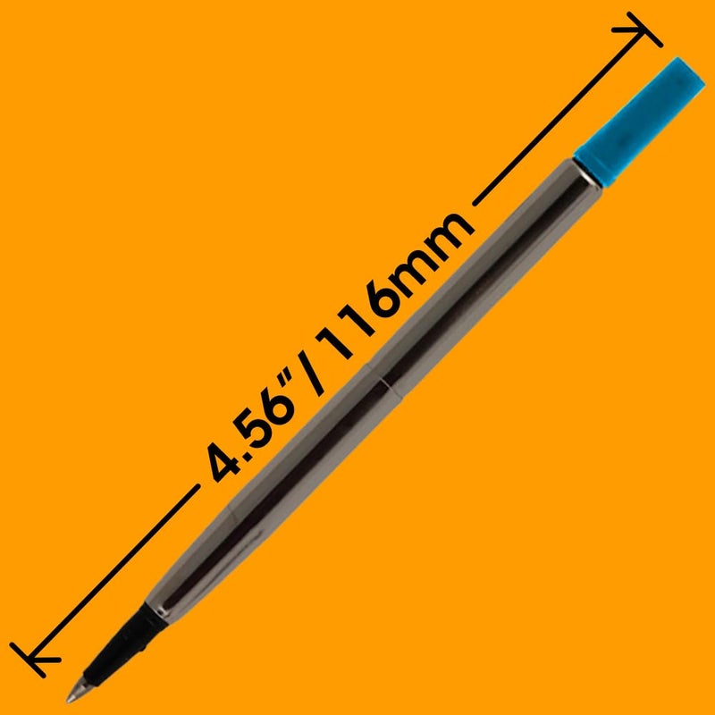Jaymo Replacement for Parker Quink 1950324 - Measures 4.56 in / 116 mm Long - Rollerball Pen Refill - 6 Blue - Image 2